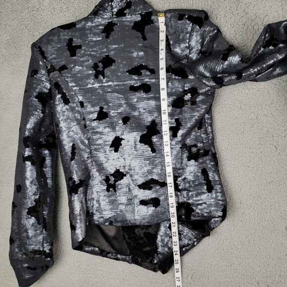 Bebe Kardashian Jacket Blazer M Asymmetric Zipper Sequin Swiftie Moto Mob Wife - Picture 10 of 16